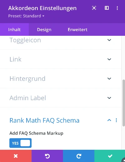 divi rankmath akkordeon schema markup