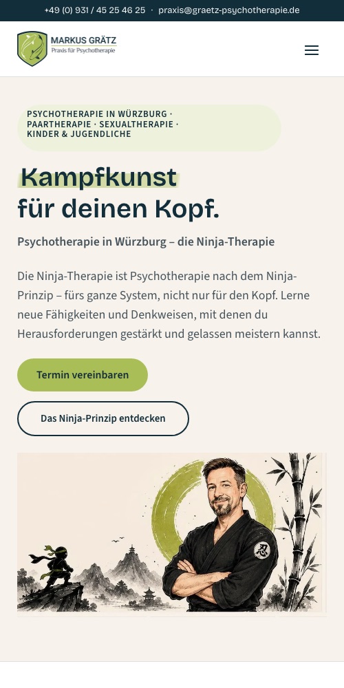 Dieselbe Startseite auf einem Handy