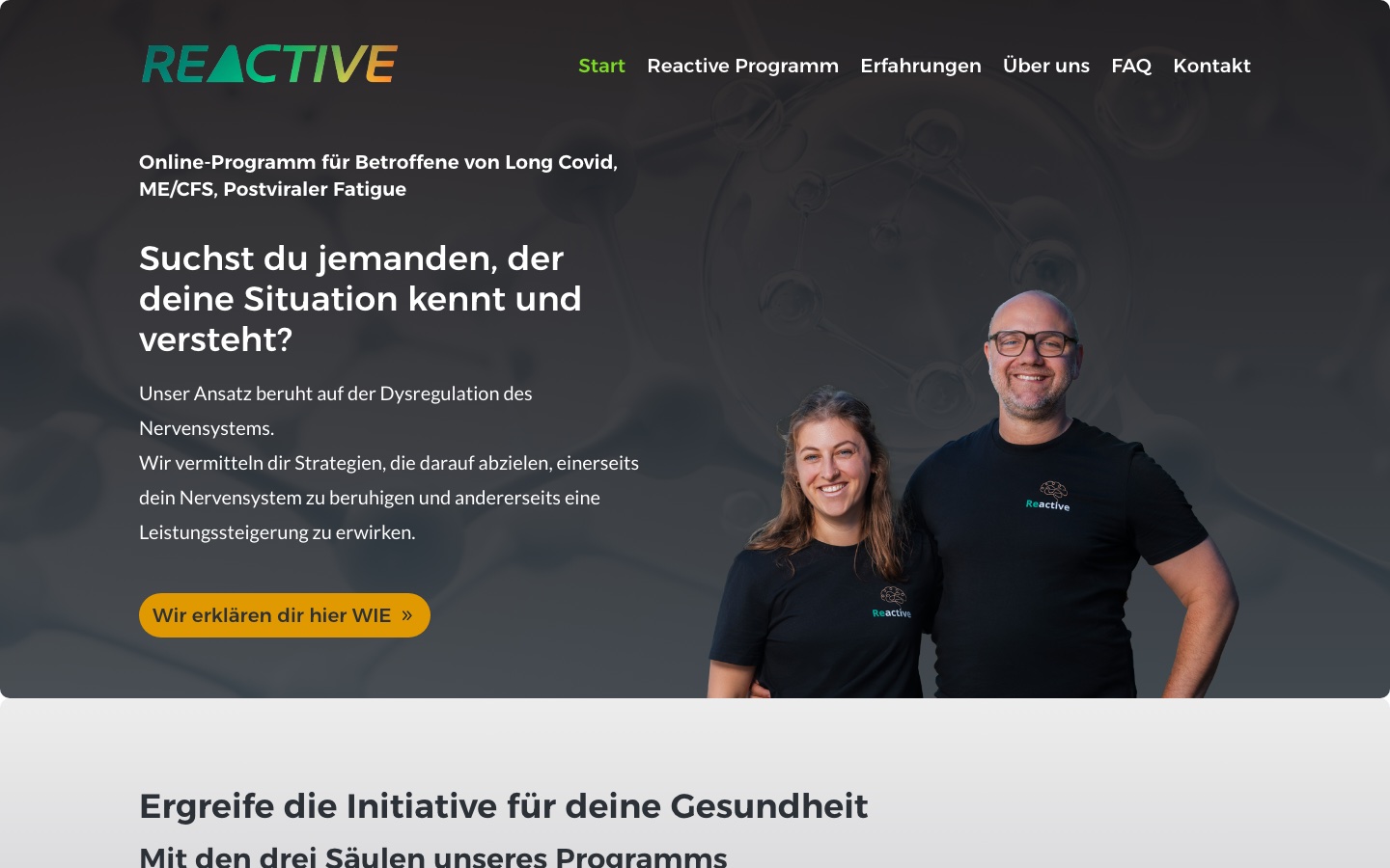 Startseite des Reactive Programms auf einem Laptop, gebaut von Digital Bohemienne