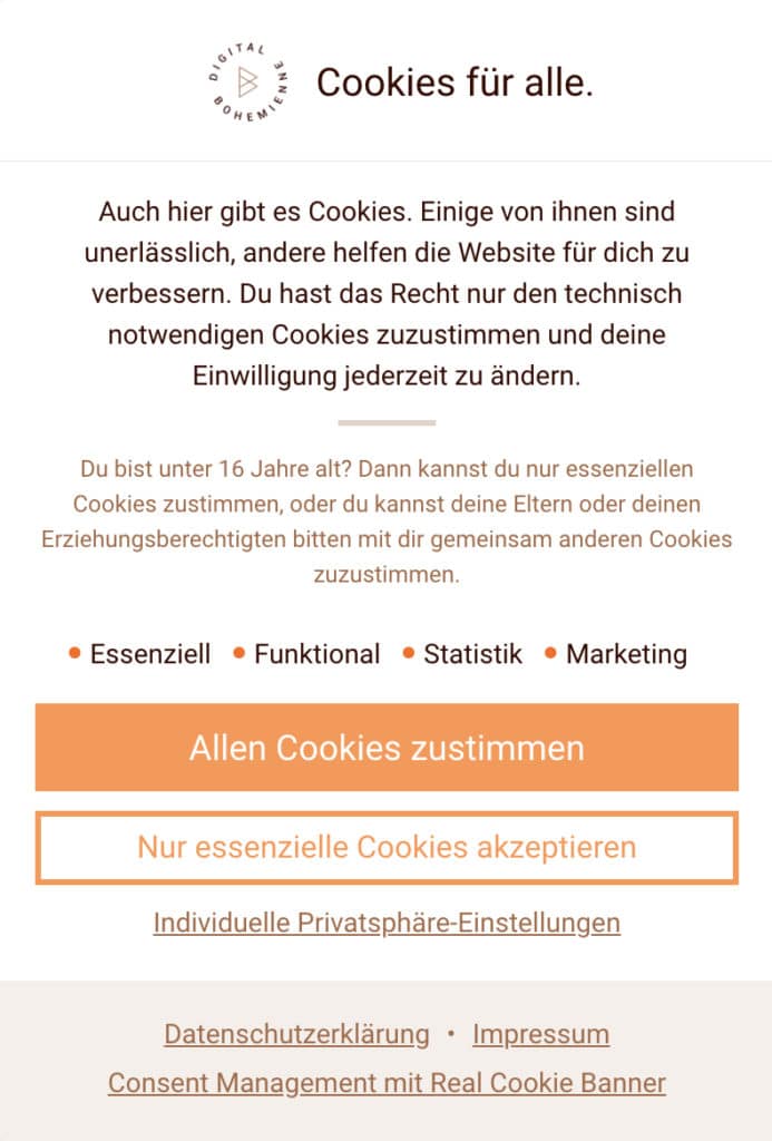 real cookie banner digital bohemienne